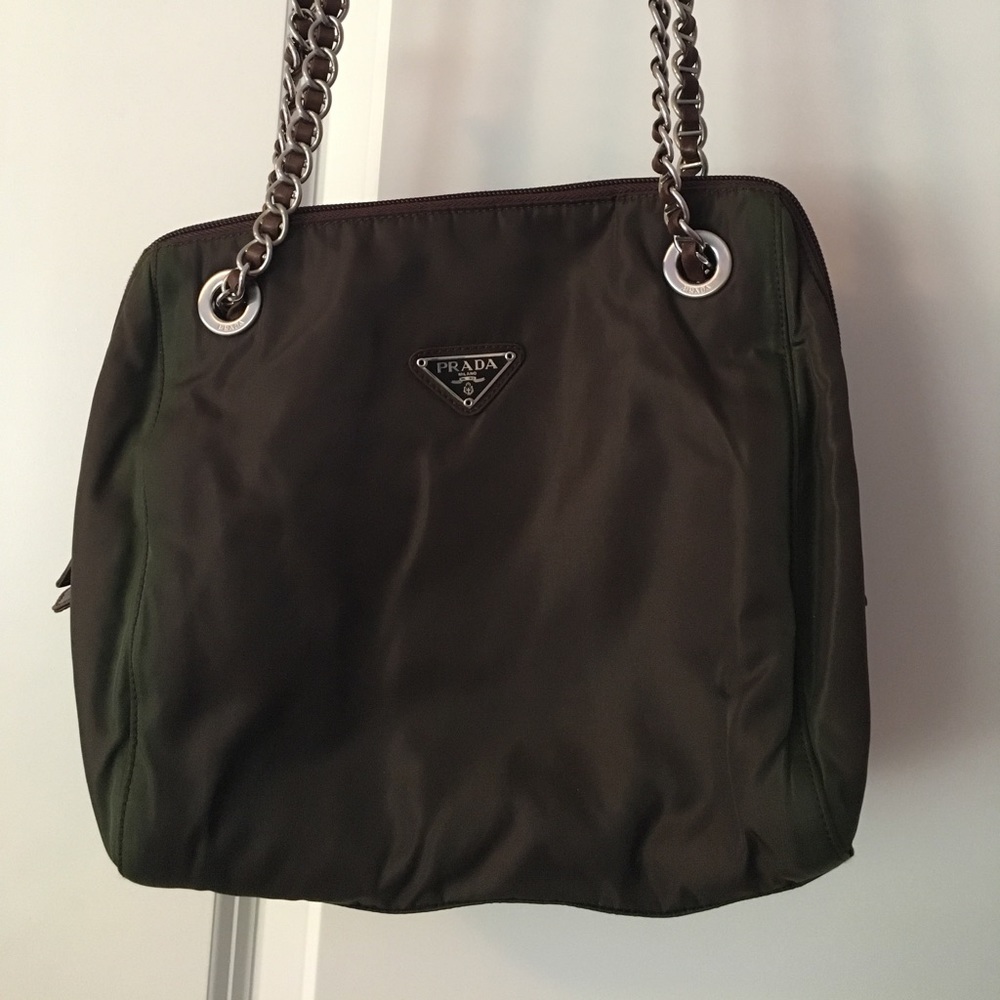 Authentic Prada Nylon Bag in Dark Brown